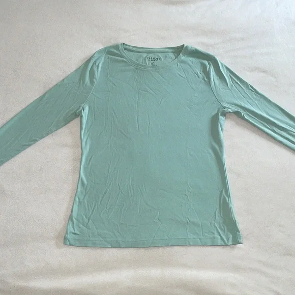Talbots Pima Cotton Sage Greenish-Blue Long Sleeve Top - Picture 1 of 6